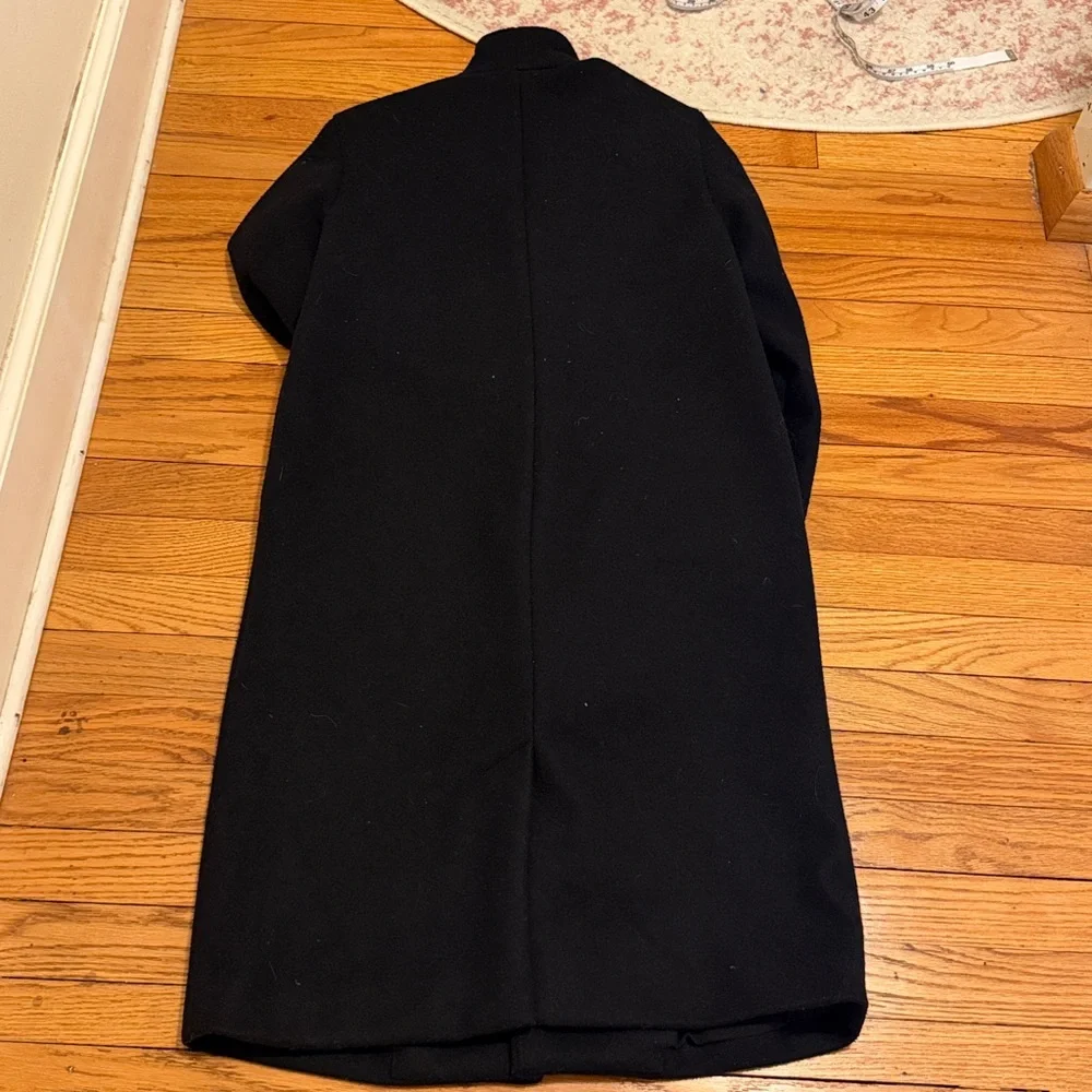 Old Navy Black Wool Blend Long Coat XS Minimalist Classic Topcoat